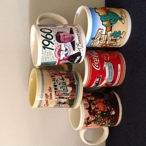 5 vintage ceramic mugs